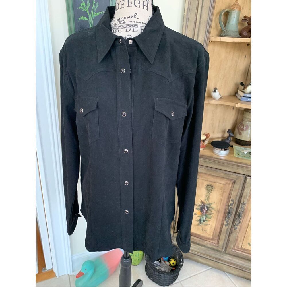 Five Star By Roper L Black Pearl Snap Up Top Western Long Sleeve Black with Blac